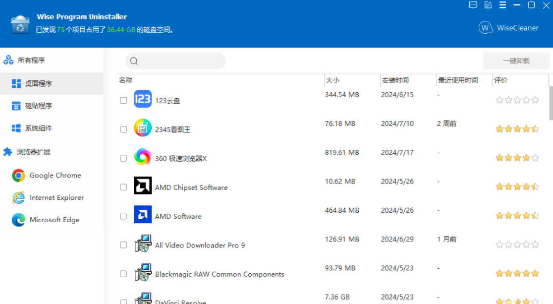 一款完全免费卸载工具,提供了安全卸载,程序修复,强力卸载!