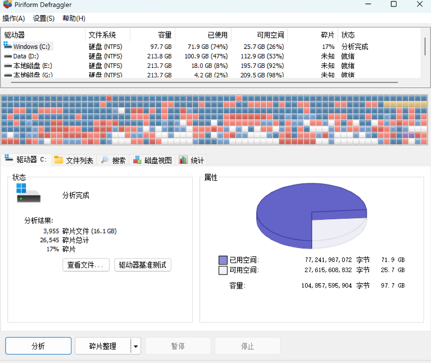 电脑优化磁盘碎片整理工具，工具非常小巧只有6M！