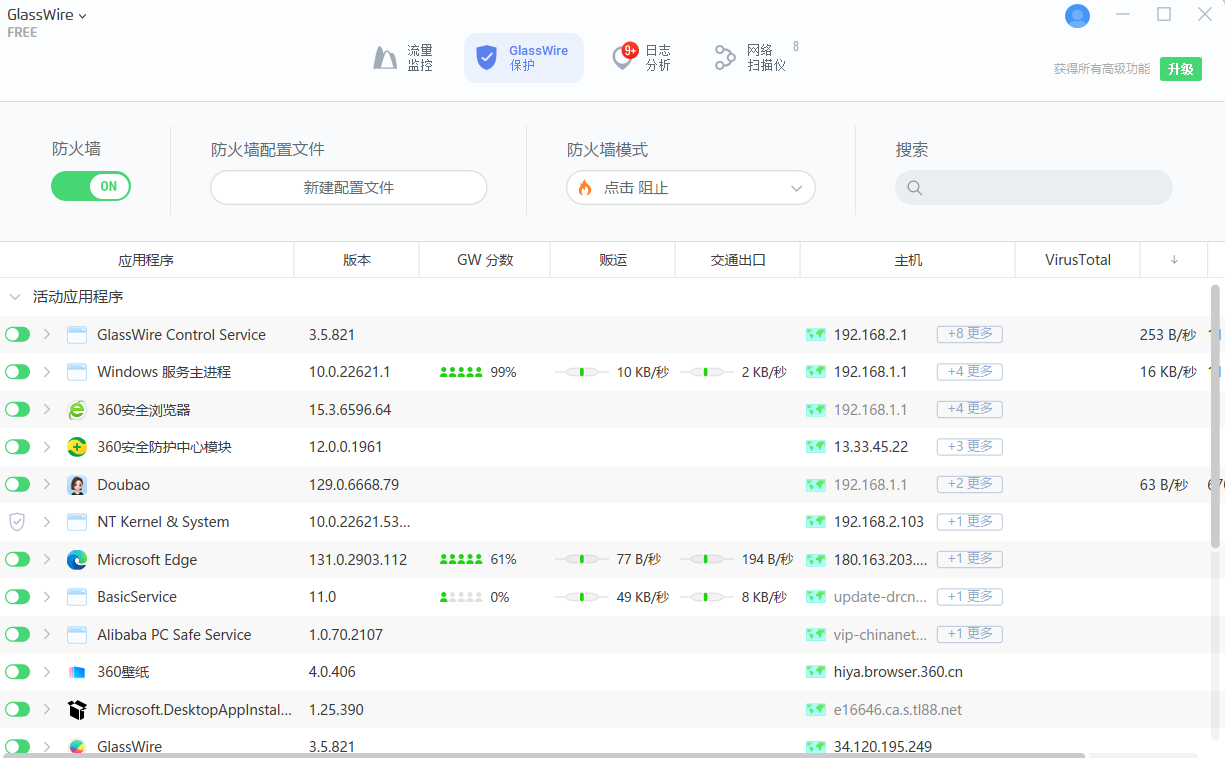 一款非常实用且免费的防火墙和网络监测工具，提供全面的网络监控等！
